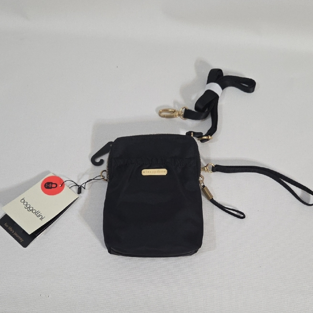 Baggallini Holiday Bryant Black Crossbody Bag with Gold Accents